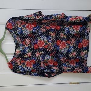 Torrid Sheer Floral Polka-dot Kimono Sleeve Top